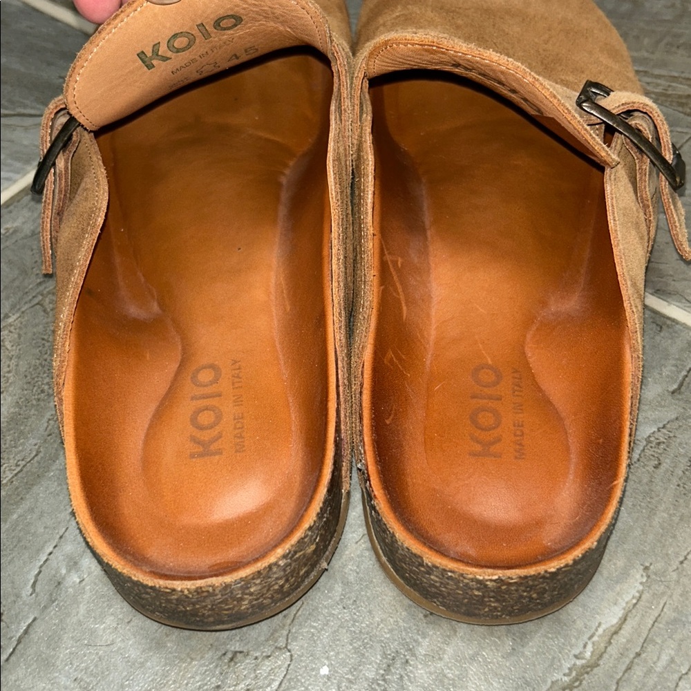 Koio Salerno suede clog Made in Italy sand tan brown EU 45 men US 12 birk style - Picture 9 of 9